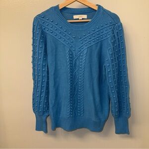 LOFT Cable Knit Sweater in Vibrant Blue